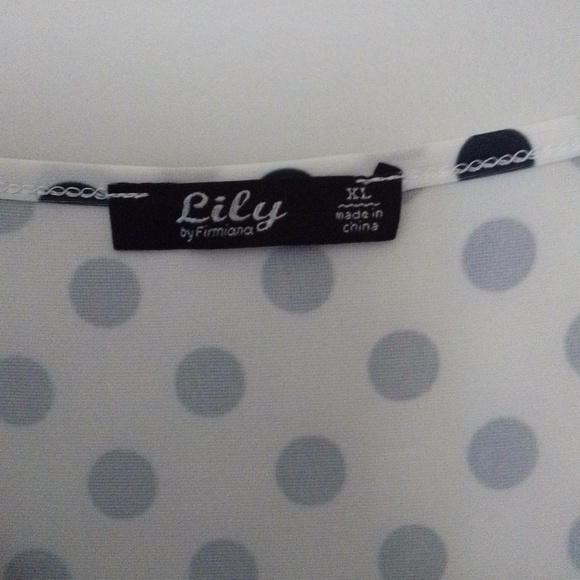 Lily by Firmiana XL women's sleeveless tunic top with black polka dots - Picture 3 of 5